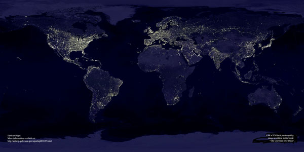 Noční mapy naší planety